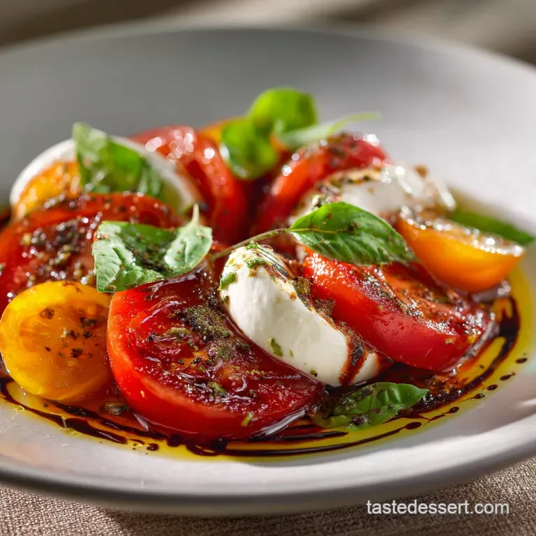 The Perfect Caprese Summer Tomatoes Creamy Mozza and a Basil Drizzle