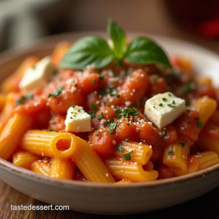 Viral Sensation Baked Feta Pasta Creamy Tomato Sauce in 20 Minutes presentation
