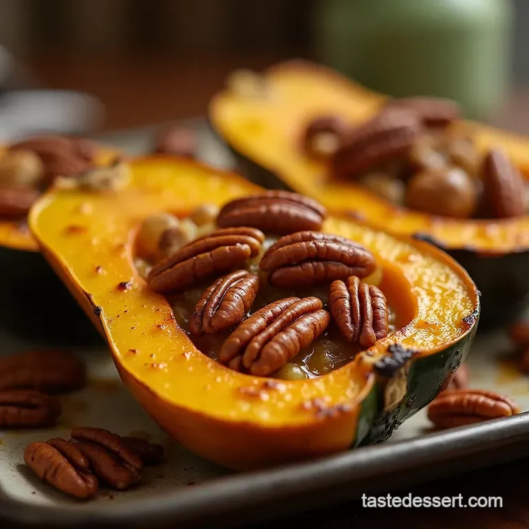 Golden Glazed Simple Mapleroasted Acorn Squash with Toasted Pecans presentation