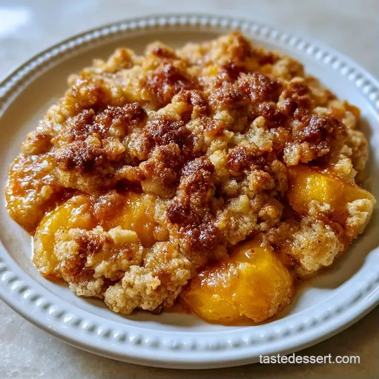 Warm, honey-colored peach slices layered with a crisp crust, finished with a dollop of whipped cream and mint.