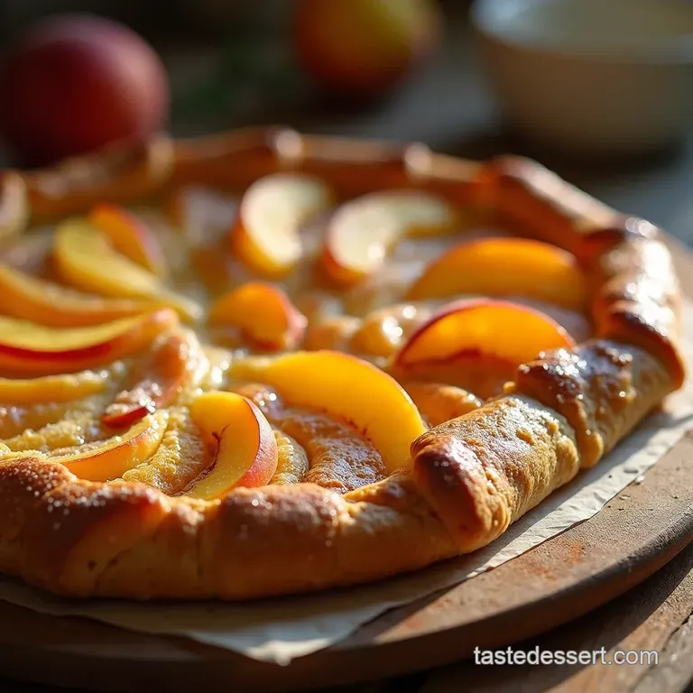 The Sundrenched Peach Galette Easy Rustic Tart with Cinnamon Vanilla presentation