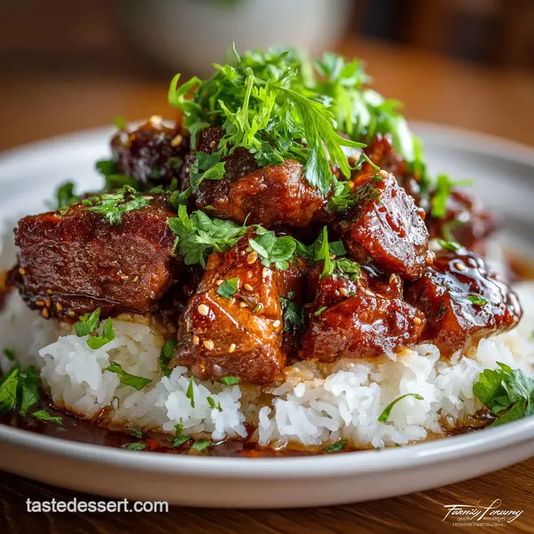 Sticky Sweet Slow Cooker Honey Bourbon Chicken presentation