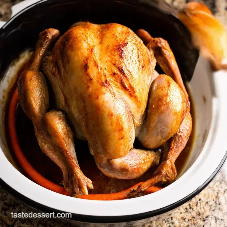 Effortless Crockpot Roast Chicken the Set It and Forget It Sunday Dinner presentation