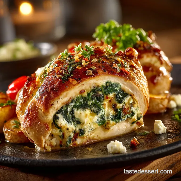Sunshine Stuffed Chicken Spinach and Feta Fillets with Lemon presentation