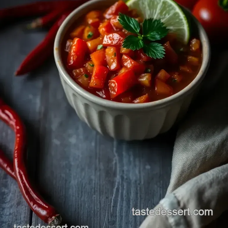 Fiery Chili de Arbol Salsa presentation