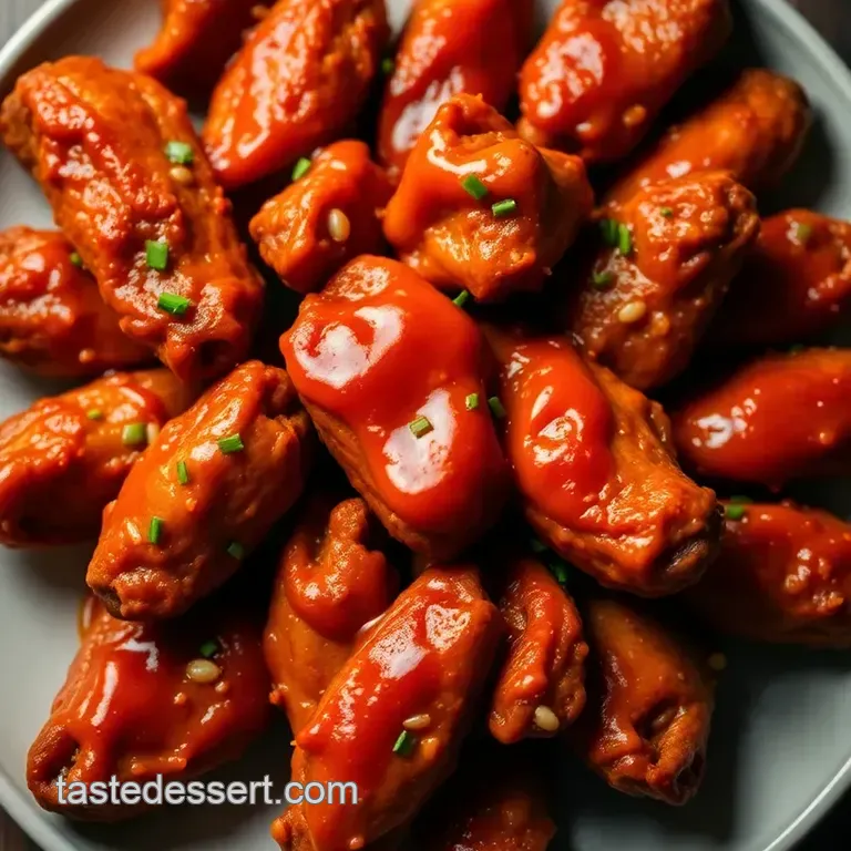 Fiery Hot Wings with Tangy Sauce presentation
