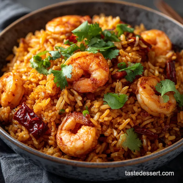 Spicy Shrimp Fried Rice: Fiery Wok-Tossed Recipe presentation