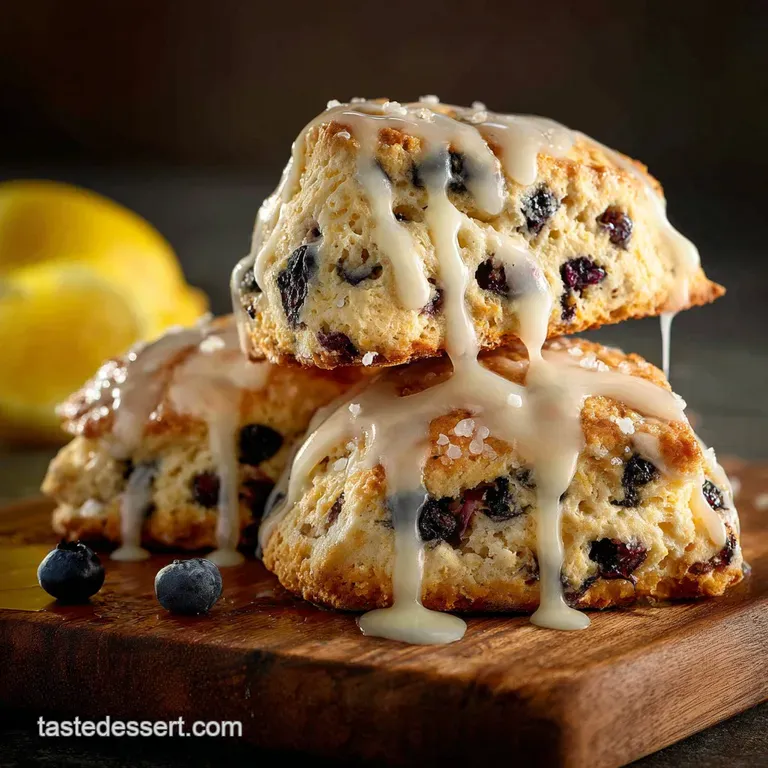 The Chefs Flaky Blueberry Scones with Lemon Zest Glaze presentation