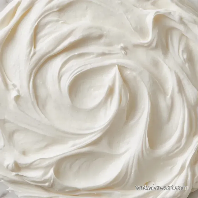 Elegant swirls of thick, snowy white frosting piped onto a treat, showing soft ridges and a smooth finish.