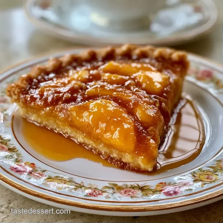 A chilled slice of golden pastry with vibrant orange peaches, topped with a fluffy dollop of white whipped cream.