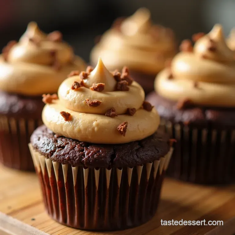 The Ultimate Doubledecker Delight Fudge Brownie Cupcakes with Safetoeat Cookie Dough Frosting presentation
