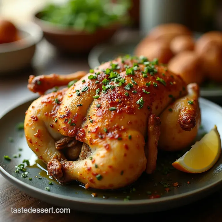 The Crispy Crown Perfect Spatchcock Chicken with Garlic Herb Butter presentation