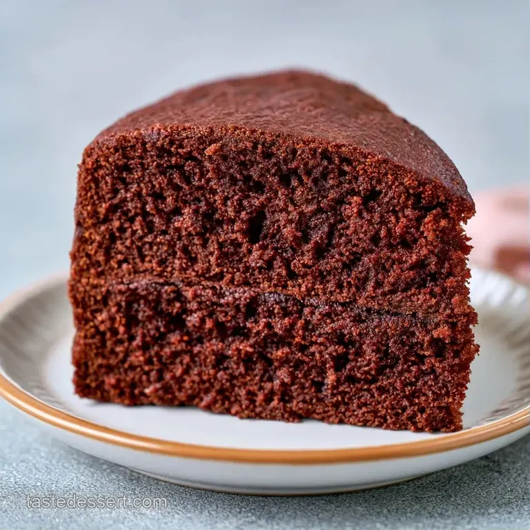 Dark chocolate cake slice topped with a dollop of white cream and fresh raspberries on a slate grey background.