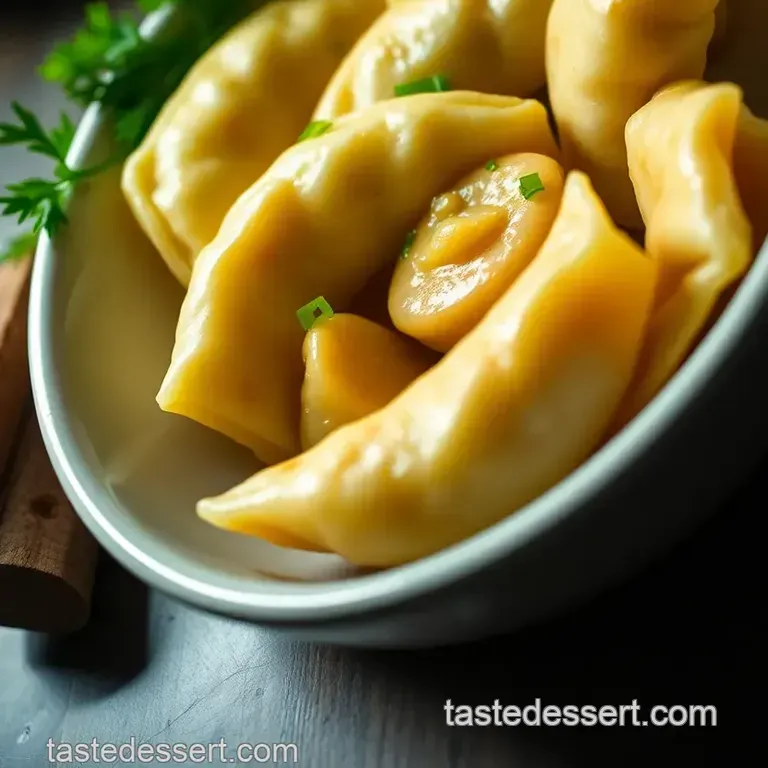 Golden Garlic Butter Potstickers presentation