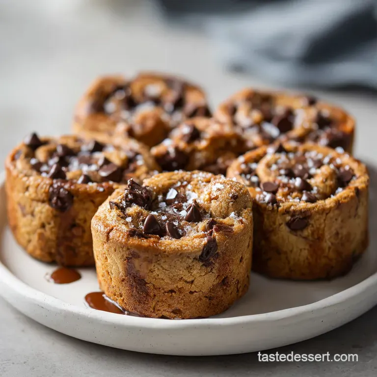 Warm, sliced chocolate chip cookie roll on a white plate, with chocolate oozing from the center.