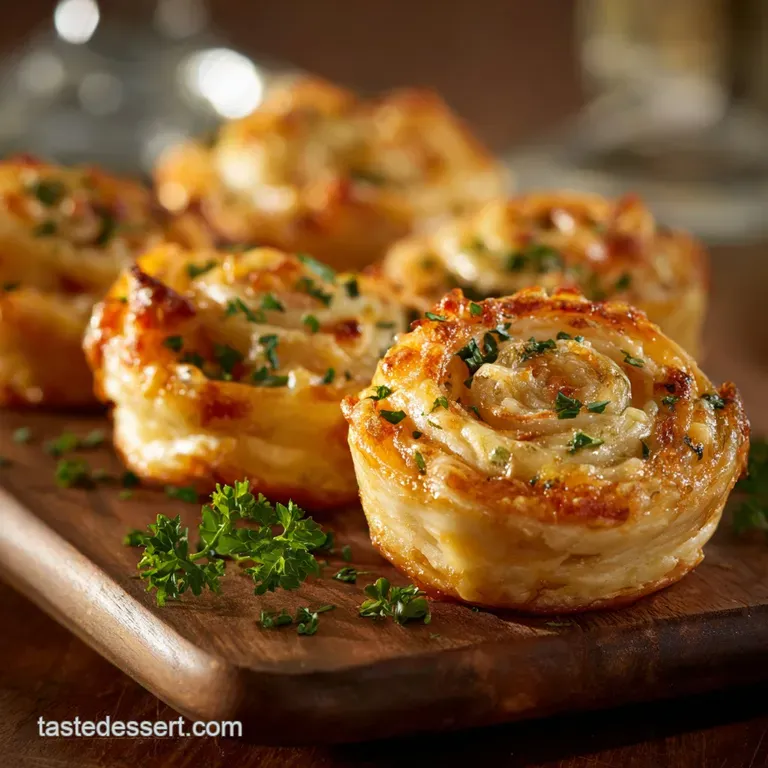 Party Appetizer Flaky Gouda Caramelized Onion Pinwheels presentation