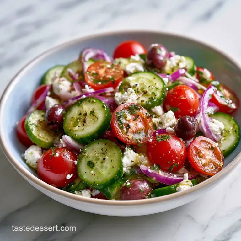 A colorful medley of chopped vegetables and feta cheese served in a white bowl with a sprinkle of fresh green parsley.