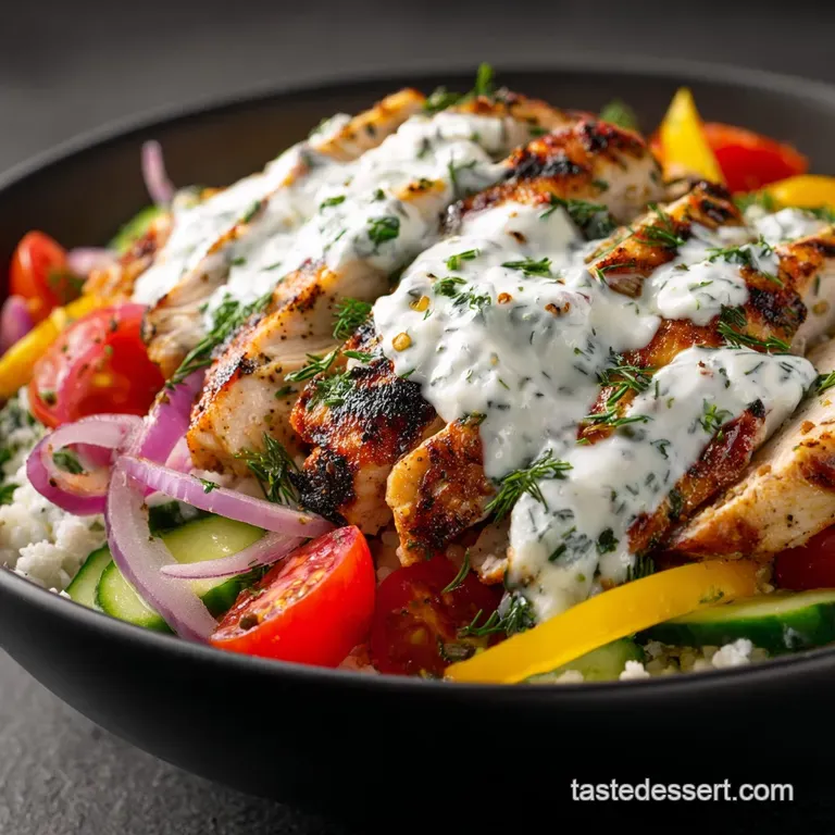 A Taste of the Aegean Grilled Chicken Tzatziki Power Bowls presentation