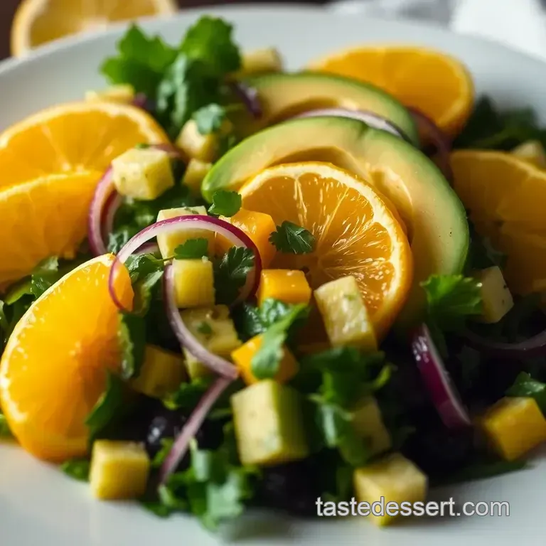Green Orange and Avocado Salad with Citrus Vinaigrette presentation