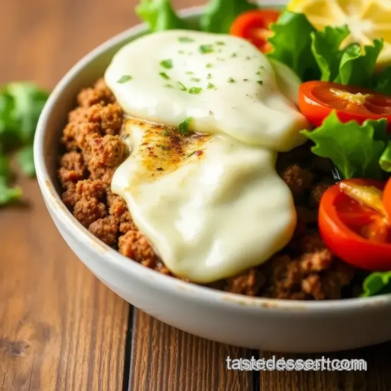 Grill Beef Burger Bowl - Quick & Healthy presentation