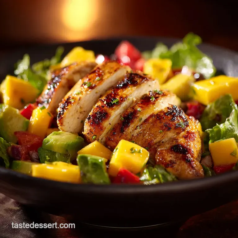 Grilled Chicken Avocado and Mango Salad with Zesty Lime-Ginger Dressing