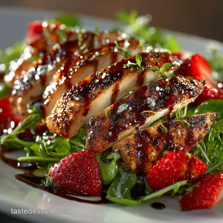 Sunshine Supper Grilled Chicken Strawberry Spinach Salad with HoneyBalsamic Drizzle presentation