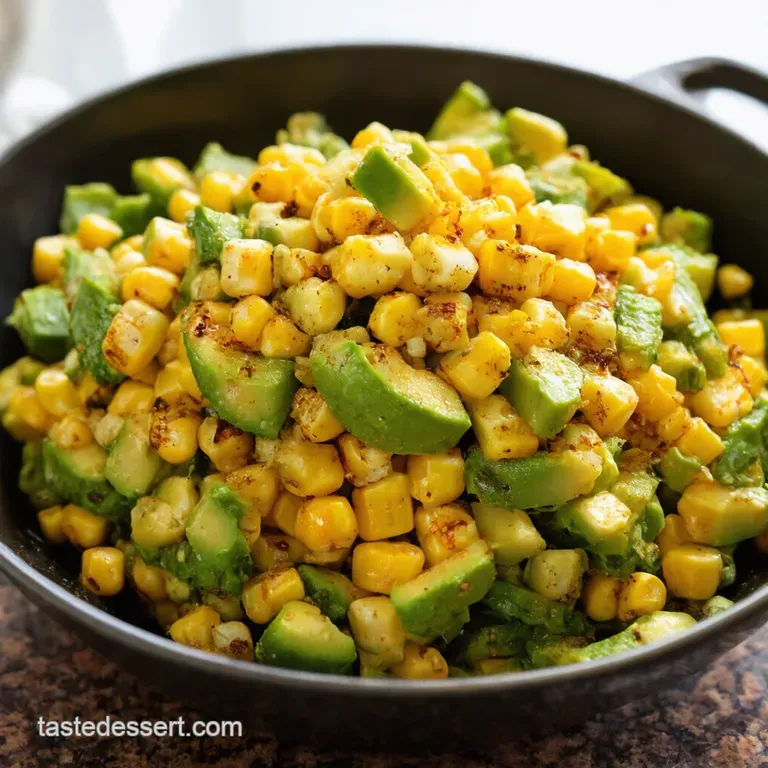 Grilled Corn and Avocado Salad with Lime Dressing presentation