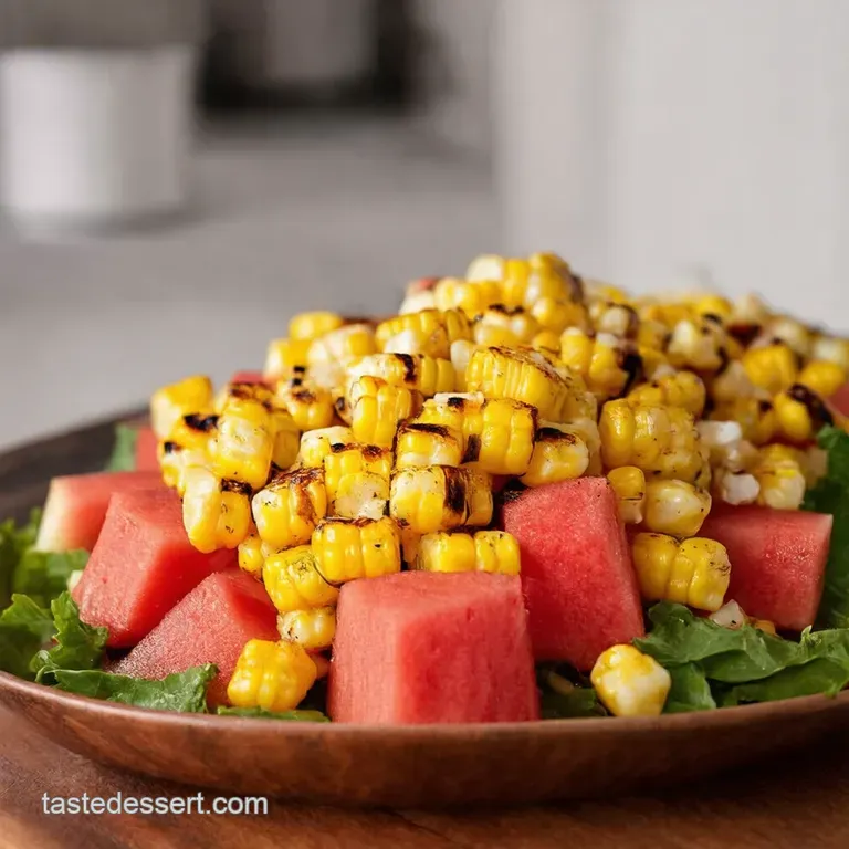Grilled Corn and Watermelon Salad with Feta and Mint presentation