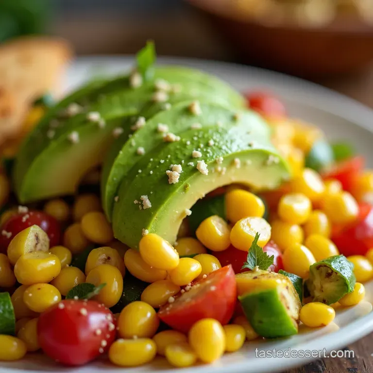Grilled Corn Avocado Salad with LimeCilantro Dressing presentation