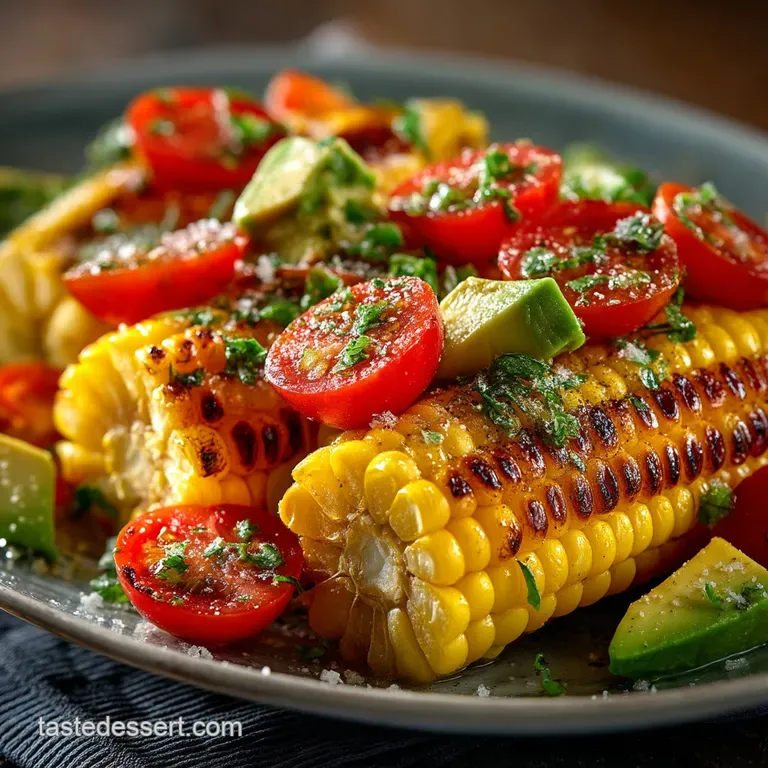 Smoky Summer Sizzle Salad Grilled Corn Avocado and Heirloom Tomato Salad