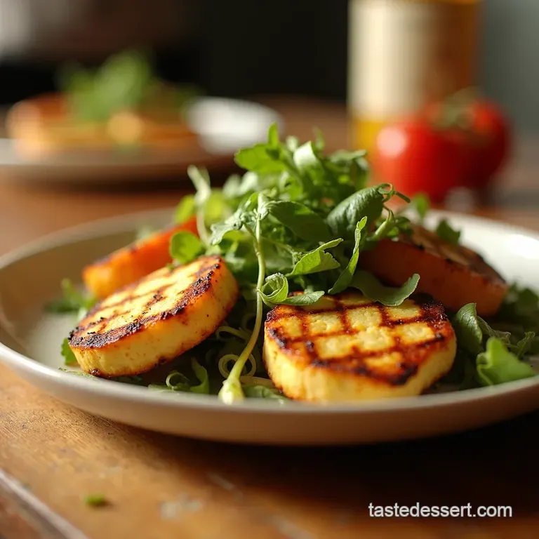 Grilled Halloumi Watermelon Salad presentation