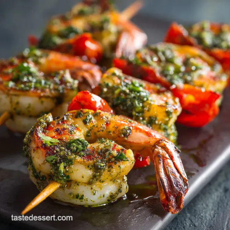 Grilled Pesto Shrimp Skewers: the Ultimate Easy Sunshine Dinner presentation