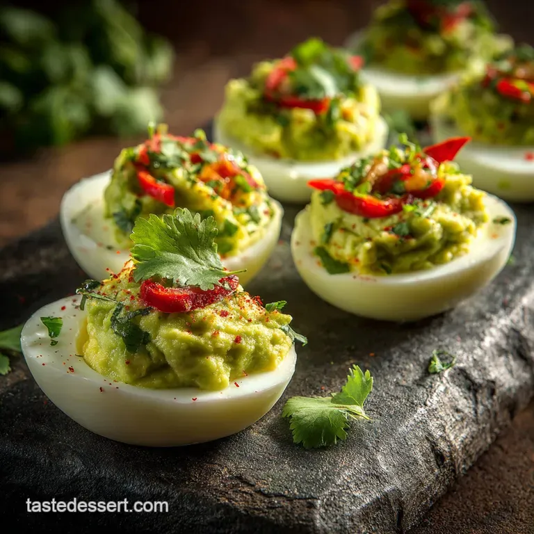 Guacamole Deviled Eggs: the Creamy Avocado Fiesta Appetizer presentation
