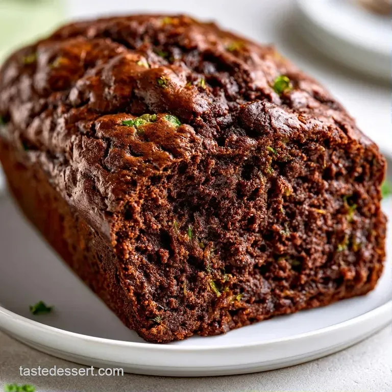 Thick slices of dark cocoa cake stacked on a ceramic plate, garnished with a sprinkle of sea salt and fresh berries.