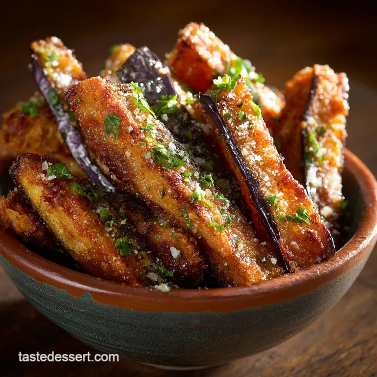 Healthy Eggplant Fries: Crispy Baked Aubergine with Parmesan Oregano presentation