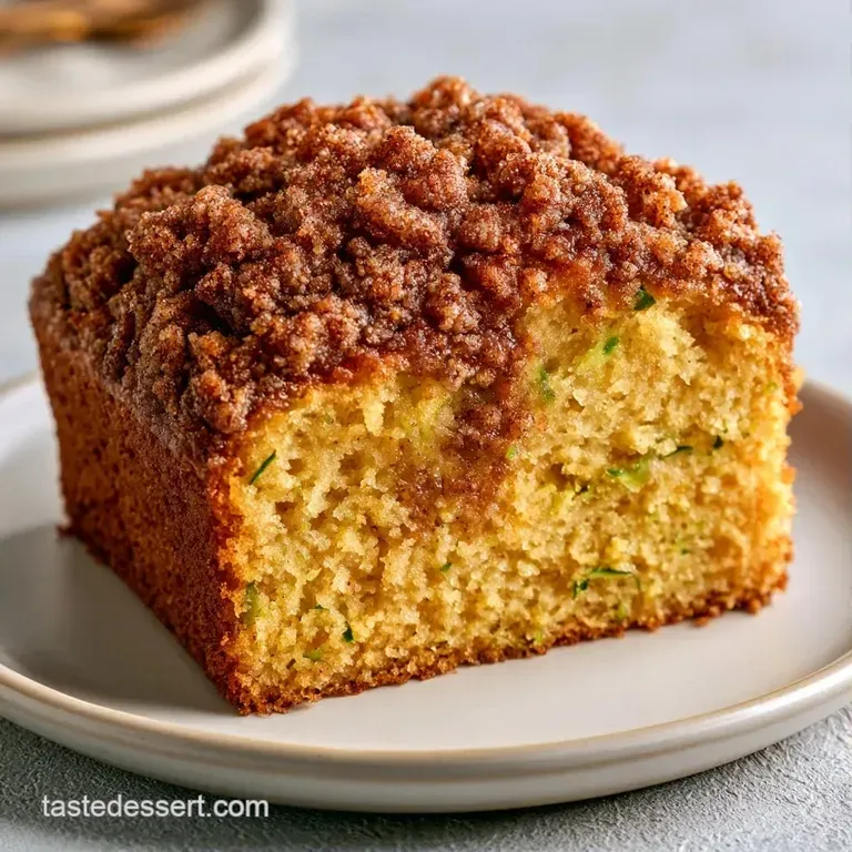 A slice of moist spice cake on a white ceramic plate, paired with a steaming cup of coffee on a linen napkin.