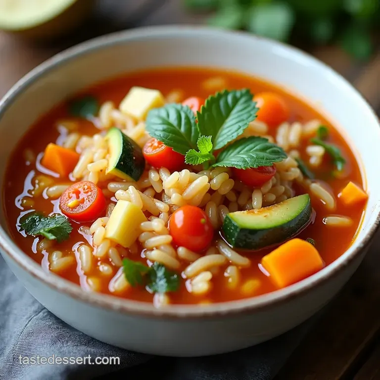 Hearty Garden Vegetable and Rice Soup a proper bowlful