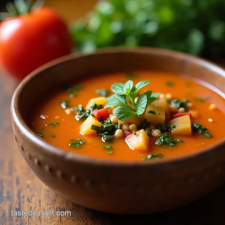 Hearty Garden Vegetable Soup Sopa De Verduras presentation