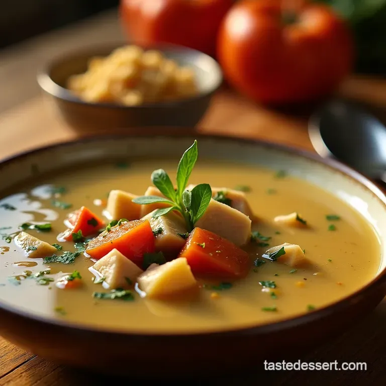 The Day After Hearty Leftover Turkey Herb Comfort Soup presentation