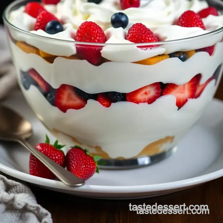 Heavenly Layered Angel Food Trifle presentation