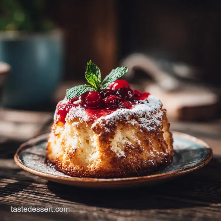 Slice of Karpatka cake with Mousseline cream, showcasing its light, airy layers against a dark background. Airy, light, an...