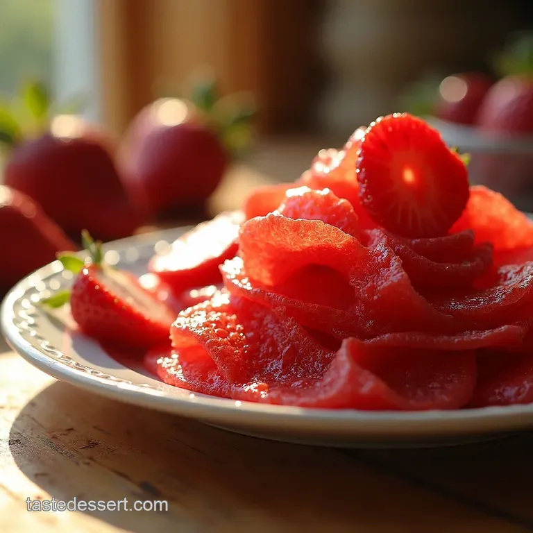 Homemade Sunshine Simple Strawberry Fruit Leather presentation