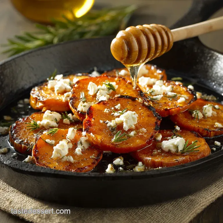 Honey Feta Sweet Potato Rounds Sticky Glazed Whipped Feta Topping