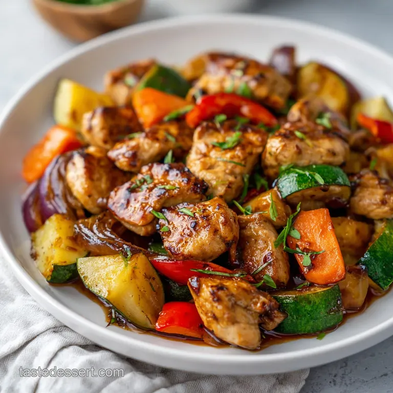 One Pan Honey Garlic Chicken Vegetables