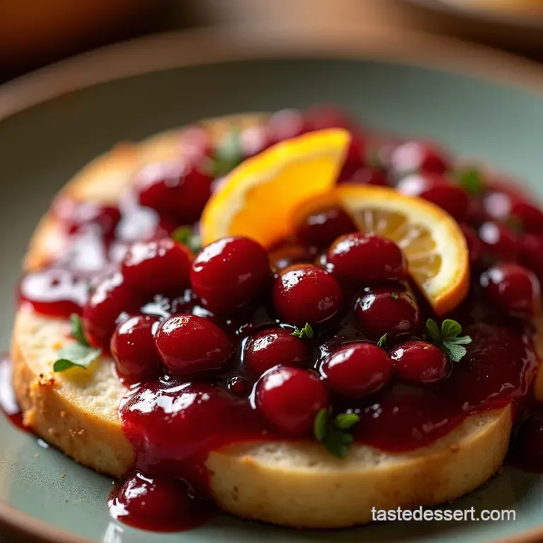 Jeweltoned Cranberry Sauce with Zesty Orange Golden Honey presentation