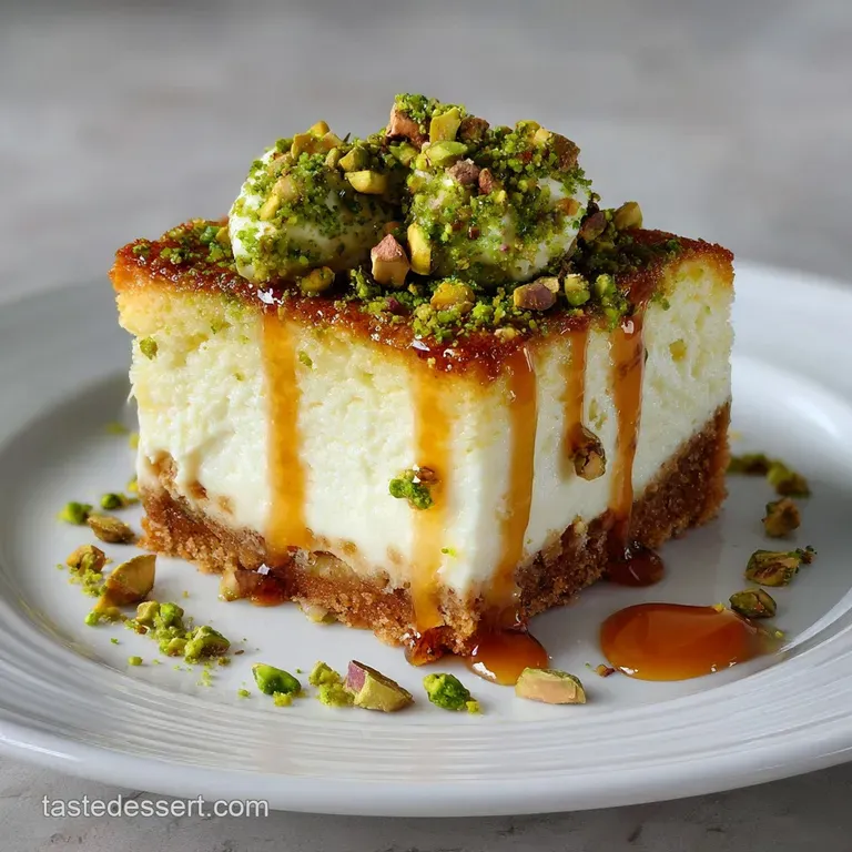 Honey Pistachio Baklava Cheesecake