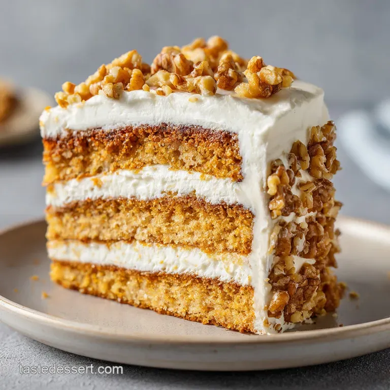 A thin slice of golden cake with smooth white frosting on a ceramic plate, garnished with a fresh pineapple wedge.