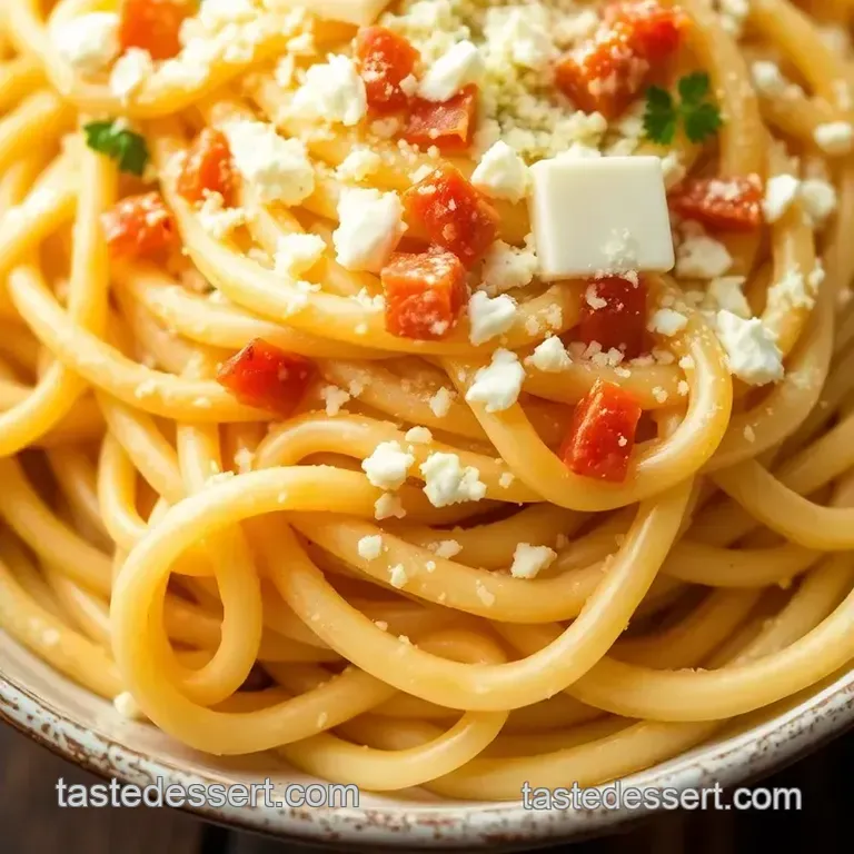 Indulgent Fettuccine with Three Cheeses presentation