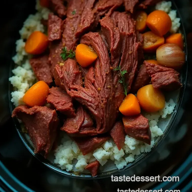 Irresistible Slow Cooker Corned Beef: Tender and Flavorful presentation