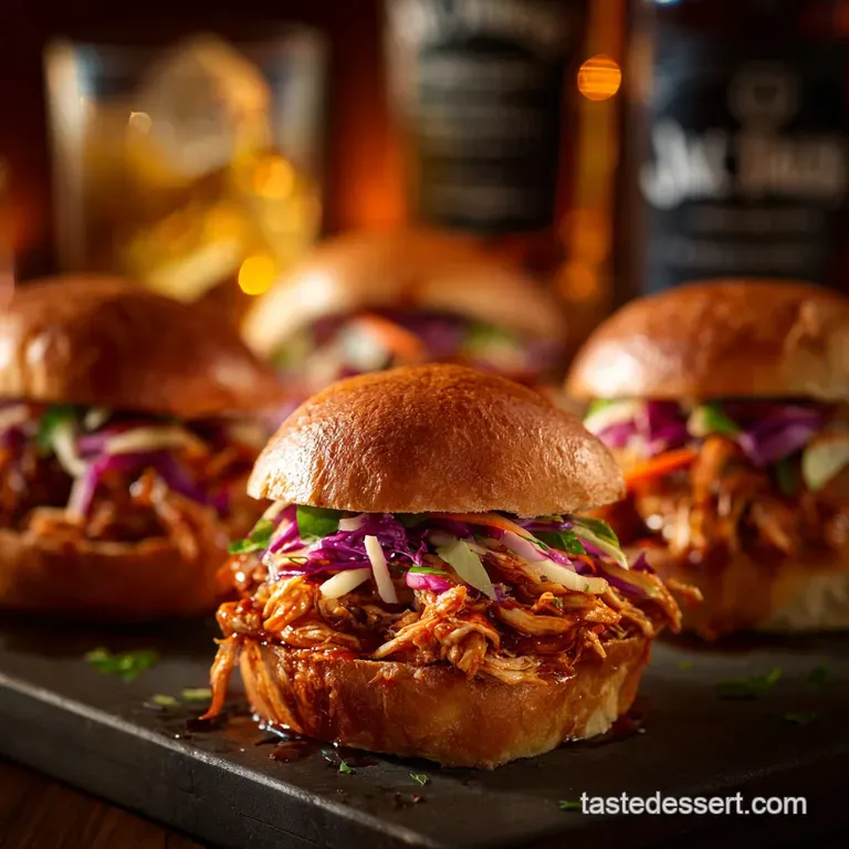 Jack and Coke Bbq Pulled Chicken Sliders Recipe presentation